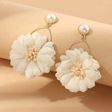 White Flower Dangle Earrings