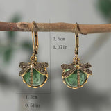 Dragonfly Crystal Dangle Earrings - Grass Green