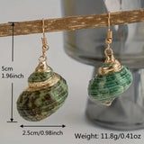 Green Snail Hook Earrings