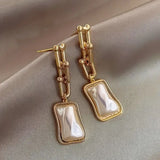 Pearl Golden Dangle Earrings