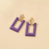 Purple Flocking Geometric Earrings