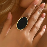 Oval Black Enamel Ring