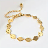 Happy Face  Bracelet - Gold