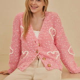 Cardigan with Heart Overstitch