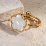 Minimalist Lucky Flower Ring - White