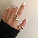 2pc - Chunky Wrap Ring - Silvery