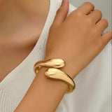 Mirror-Finish Water Drop Cuff Bracelet