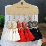 3pcs - Flower Tassel Charm Earrings