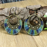 Boho Hollow Round Earrings - Blue