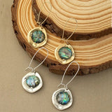 Abalone Shell Drop Earrings - Silver