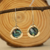 Abalone Shell Drop Earrings - Gold