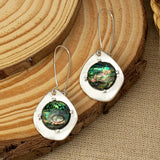 Abalone Shell Drop Earrings - Silver