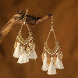 White  Fringe Earrings