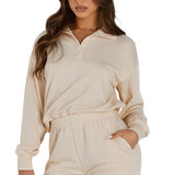 April High Neck Henley Top and Short Set