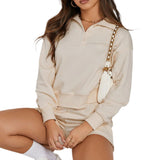 April High Neck Henley Top and Short Set