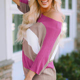 Rose Stripe Knit Half Sleeve Sweater