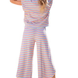 Pam Stripe Tee and  Wide Leg Pants Set