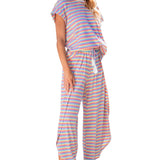 Pam Stripe Tee and  Wide Leg Pants Set