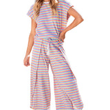 Pam Stripe Tee and  Wide Leg Pants Set