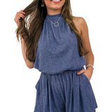 Blare Bluing Knot Romper