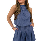 Blare Bluing Knot Romper