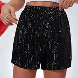 Sequined Elastic Party Shorts