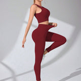 Scoop Neck Wide Strap Top and Pants Active Set