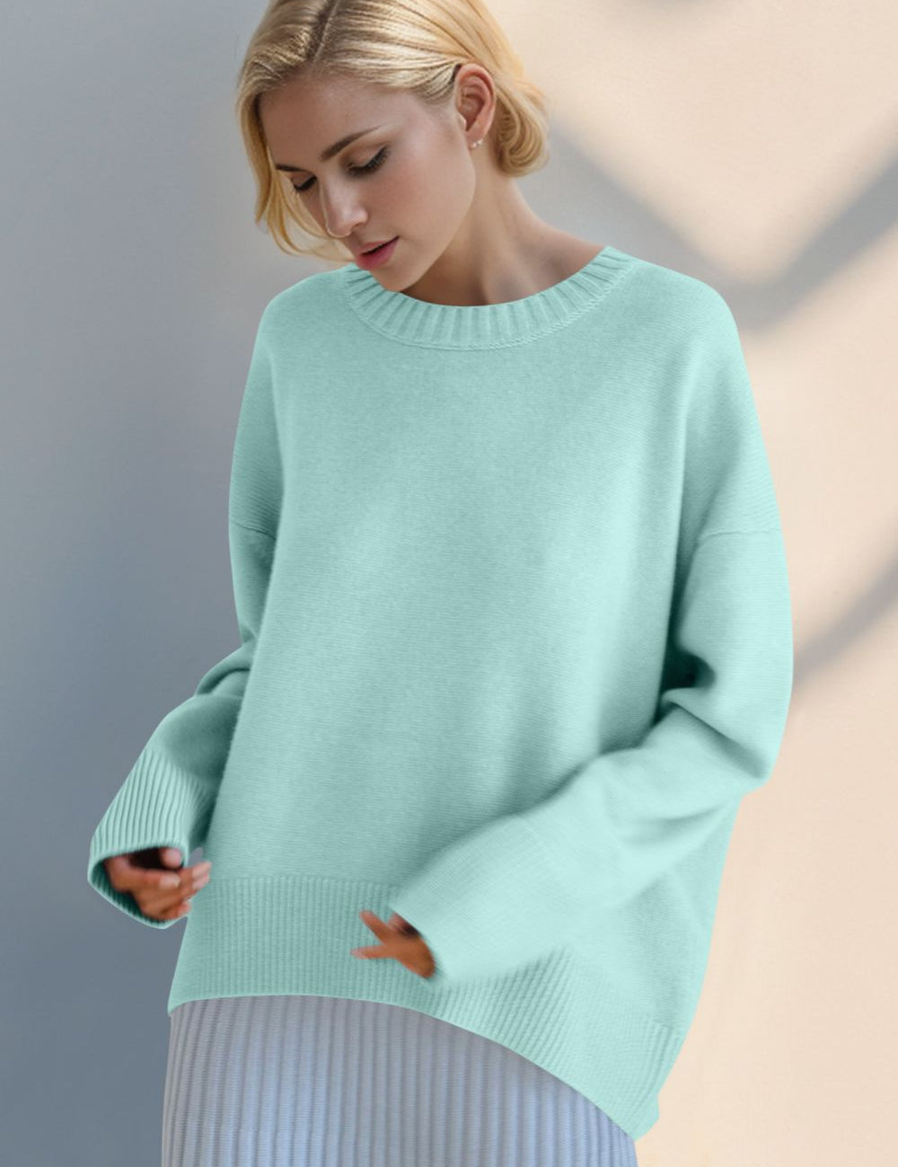 Basic Bae Round Neck Dropped Shoulder Sweater