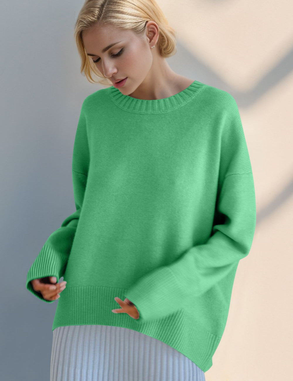 Basic Bae Round Neck Dropped Shoulder Sweater