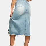 High Waist Split Denim  Skirt