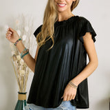 Amber Foil Blouse - Black