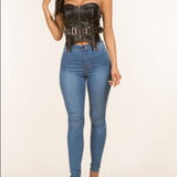 Washed Denim Corset Top